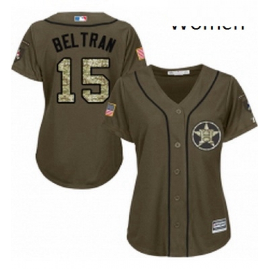 Womens Majestic Houston Astros 15 Carlos Beltran Authentic Green Salute to Service MLB Jersey Womens Majestic Houston Astros 15 Carlos Beltran Authentic Green Salute to Service MLB Jersey