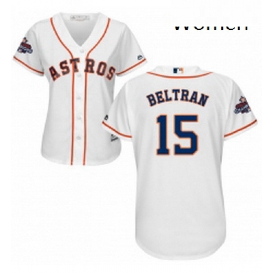 Womens Majestic Houston Astros 15 Carlos Beltran Authentic White Home 2017 World Series Champions Cool Base MLB Jersey Womens Majestic Houston Astros 15 Carlos Beltran Authentic White Home 2017 World Series Champions Cool Base MLB Jersey