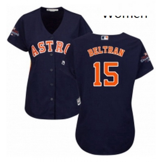 Womens Majestic Houston Astros 15 Carlos Beltran Replica Navy Blue Alternate 2017 World Series Champions Cool Base MLB Jersey Womens Majestic Houston Astros 15 Carlos Beltran Replica Navy Blue Alternate 2017 World Series Champions Cool Base MLB Jersey