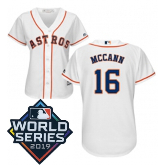 Womens Majestic Houston Astros 16 Brian McCann White Home Cool Base Sitched 2019 World Series Patch Jersey Womens Majestic Houston Astros 16 Brian McCann White Home Cool Base Sitched 2019 World Series Patch Jersey