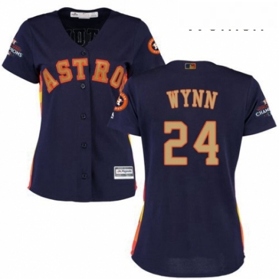 Womens Majestic Houston Astros 24 Jimmy Wynn Authentic Navy Blue Alternate 2018 Gold Program Cool Base MLB Jersey 