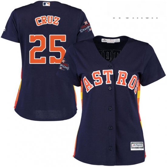 Womens Majestic Houston Astros 25 Jose Cruz Jr Replica Navy Blue Alternate 2017 World Series Champions Cool Base MLB Jersey Womens Majestic Houston Astros 25 Jose Cruz Jr Replica Navy Blue Alternate 2017 World Series Champions Cool Base MLB Jersey