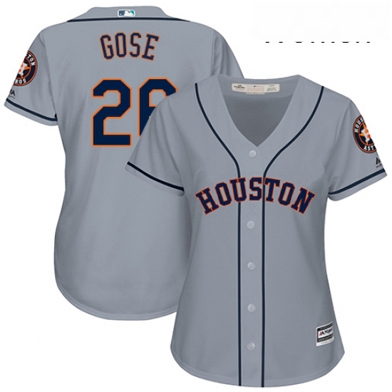Womens Majestic Houston Astros 26 Anthony Gose Replica Grey Road Cool Base MLB Jersey 