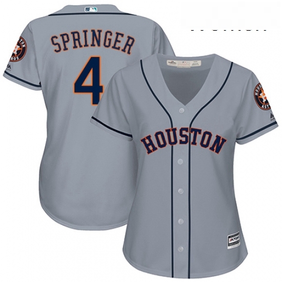 Womens Majestic Houston Astros 4 George Springer Authentic Grey Road Cool Base MLB Jersey Womens Majestic Houston Astros 4 George Springer Authentic Grey Road Cool Base MLB Jersey