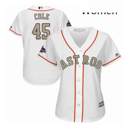 Womens Majestic Houston Astros 45 Gerrit Cole Authentic White 2018 Gold Program Cool Base MLB Jersey Womens Majestic Houston Astros 45 Gerrit Cole Authentic White 2018 Gold Program Cool Base MLB Jersey
