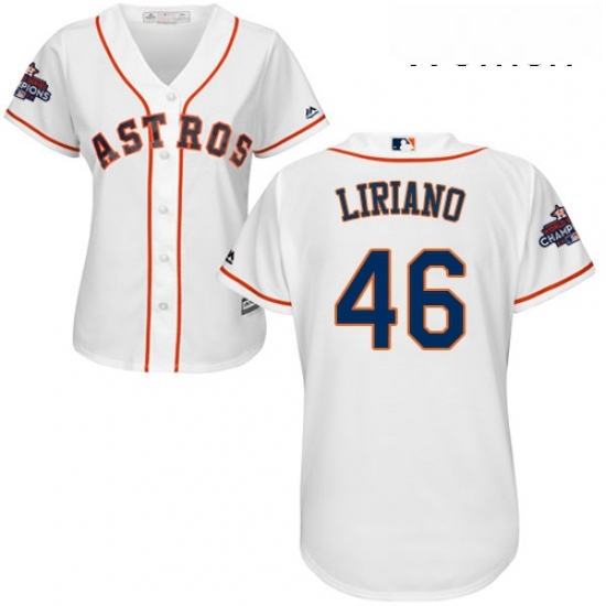 Womens Majestic Houston Astros 46 Francisco Liriano Replica White Home 2017 World Series Champions Cool Base MLB Jersey Womens Majestic Houston Astros 46 Francisco Liriano Replica White Home 2017 World Series Champions Cool Base MLB Jersey