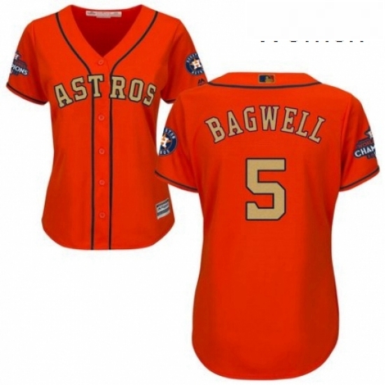 Womens Majestic Houston Astros 5 Jeff Bagwell Authentic Orange Alternate 2018 Gold Program Cool Base MLB Jersey Womens Majestic Houston Astros 5 Jeff Bagwell Authentic Orange Alternate 2018 Gold Program Cool Base MLB Jersey
