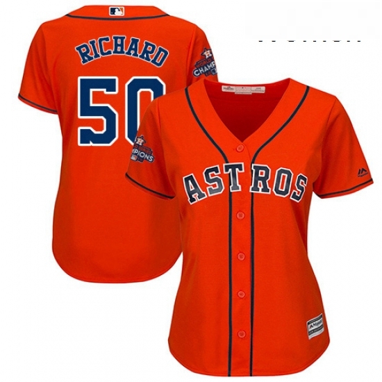 Womens Majestic Houston Astros 50 JR Richard Replica Orange Alternate 2017 World Series Champions Cool Base MLB Jersey Womens Majestic Houston Astros 50 JR Richard Replica Orange Alternate 2017 World Series Champions Cool Base MLB Jersey