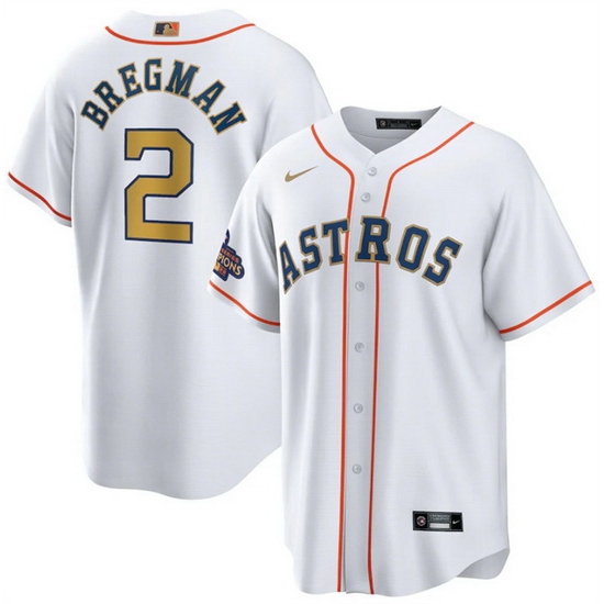 Youth Houston Astros 2 Alex Bregman White 2023 Gold Collection With World Serise Champions Patch Stitched Baseball Jersey Youth Houston Astros 2 Alex Bregman White 2023 Gold Collection With World Serise Champions Patch Stitched Baseball Jersey