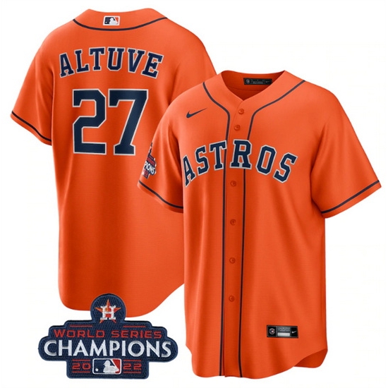 Youth Houston Astros 27 Jose Altuve Orange 2022 World Series Champions Stitched BaseballJersey Youth Houston Astros 27 Jose Altuve Orange 2022 World Series Champions Stitched BaseballJersey