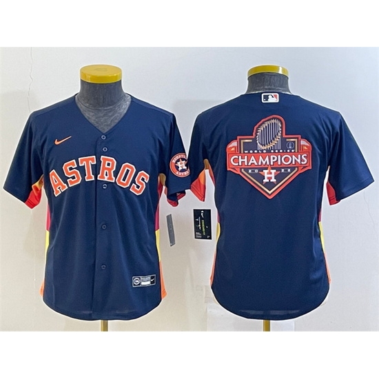 Youth Houston Astros Navy 2022 World Series Champions Team Big Logo With Patch Cool Base Stitched Jersey Youth Houston Astros Navy 2022 World Series Champions Team Big Logo With Patch Cool Base Stitched Jersey