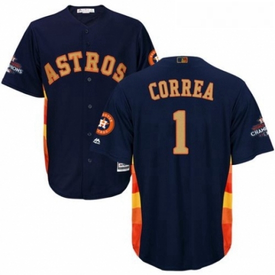 Youth Majestic Houston Astros 1 Carlos Correa Authentic Navy Blue Alternate 2018 Gold Program Cool Base MLB Jersey Youth Majestic Houston Astros 1 Carlos Correa Authentic Navy Blue Alternate 2018 Gold Program Cool Base MLB Jersey