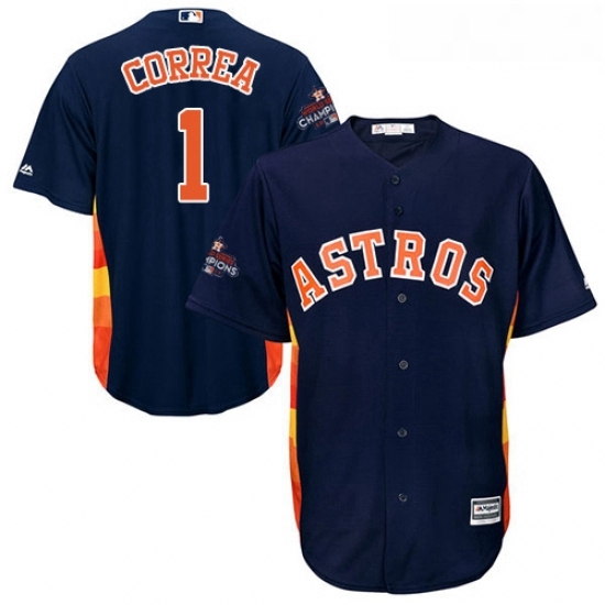 Youth Majestic Houston Astros 1 Carlos Correa Replica Navy Blue Alternate 2017 World Series Champions Cool Base MLB Jersey Youth Majestic Houston Astros 1 Carlos Correa Replica Navy Blue Alternate 2017 World Series Champions Cool Base MLB Jersey