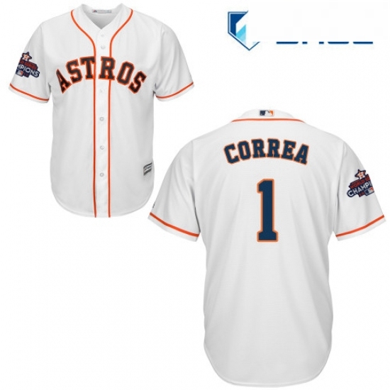 Youth Majestic Houston Astros 1 Carlos Correa Replica White Home 2017 World Series Champions Cool Base MLB Jersey Youth Majestic Houston Astros 1 Carlos Correa Replica White Home 2017 World Series Champions Cool Base MLB Jersey