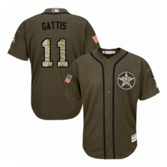 Youth Majestic Houston Astros 11 Evan Gattis Authentic Green Salute to Service MLB Jersey Youth Majestic Houston Astros 11 Evan Gattis Authentic Green Salute to Service MLB Jersey