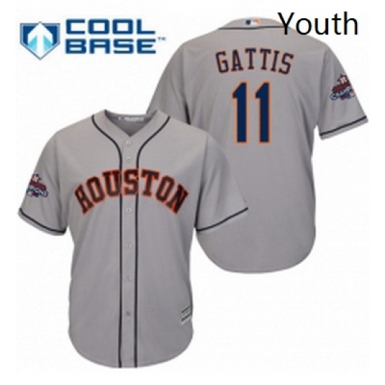 Youth Majestic Houston Astros 11 Evan Gattis Replica Grey Road 2017 World Series Champions Cool Base MLB Jersey Youth Majestic Houston Astros 11 Evan Gattis Replica Grey Road 2017 World Series Champions Cool Base MLB Jersey