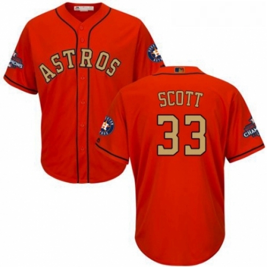 Youth Majestic Houston Astros 33 Mike Scott Authentic Orange Alternate 2018 Gold Program Cool Base MLB Jersey Youth Majestic Houston Astros 33 Mike Scott Authentic Orange Alternate 2018 Gold Program Cool Base MLB Jersey