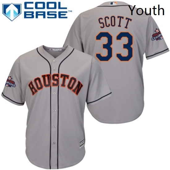 Youth Majestic Houston Astros 33 Mike Scott Replica Grey Road 2017 World Series Champions Cool Base MLB Jersey Youth Majestic Houston Astros 33 Mike Scott Replica Grey Road 2017 World Series Champions Cool Base MLB Jersey