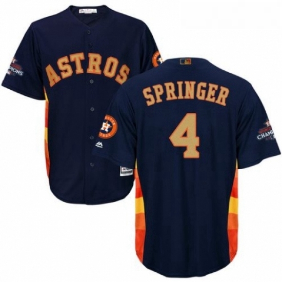 Youth Majestic Houston Astros 4 George Springer Authentic Navy Blue Alternate 2018 Gold Program Cool Base MLB Jersey Youth Majestic Houston Astros 4 George Springer Authentic Navy Blue Alternate 2018 Gold Program Cool Base MLB Jersey