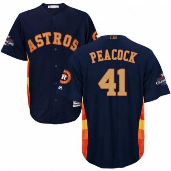 Youth Majestic Houston Astros 41 Brad Peacock Authentic Navy Blue Alternate 2018 Gold Program Cool Base MLB Jersey Youth Majestic Houston Astros 41 Brad Peacock Authentic Navy Blue Alternate 2018 Gold Program Cool Base MLB Jersey