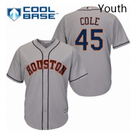 Youth Majestic Houston Astros 45 Gerrit Cole Replica Grey Road Cool Base MLB Jersey Youth Majestic Houston Astros 45 Gerrit Cole Replica Grey Road Cool Base MLB Jersey