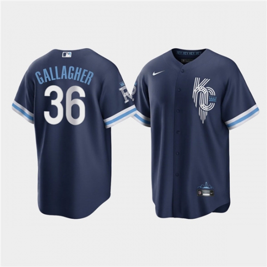 Men Kansas City Royals 36 Cam Gallagher 2022 Navy City Connect Cool Base Stitched jersey Men Kansas City Royals 36 Cam Gallagher 2022 Navy City Connect Cool Base Stitched jersey