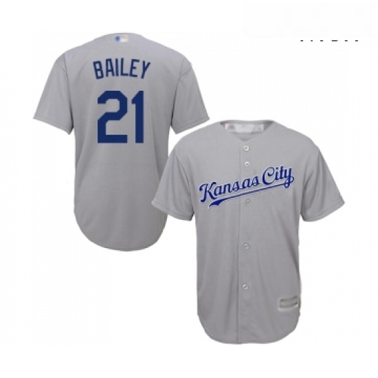 Mens Kansas City Royals 21 Homer Bailey Replica Grey Road Cool Base Baseball Jersey 