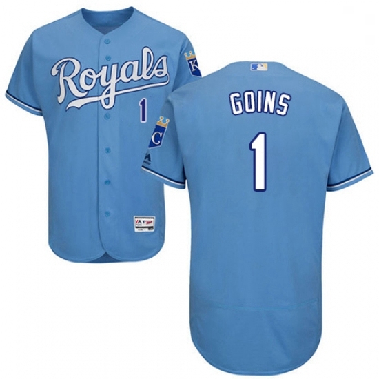 Mens Majestic Kansas City Royals 1 Ryan Goins Light Blue Alternate Flex Base Authentic Collection MLB Jersey Mens Majestic Kansas City Royals 1 Ryan Goins Light Blue Alternate Flex Base Authentic Collection MLB Jersey