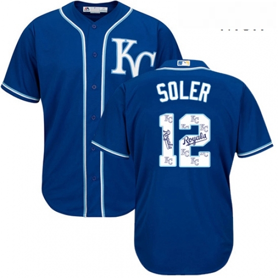 Mens Majestic Kansas City Royals 12 Jorge Soler Blue Authentic Blue Team Logo Fashion Cool Base MLB Jersey Mens Majestic Kansas City Royals 12 Jorge Soler Blue Authentic Blue Team Logo Fashion Cool Base MLB Jersey