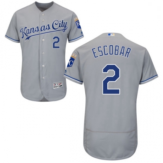 Mens Majestic Kansas City Royals 2 Alcides Escobar Grey Road Flex Base Authentic Collection MLB Jersey Mens Majestic Kansas City Royals 2 Alcides Escobar Grey Road Flex Base Authentic Collection MLB Jersey