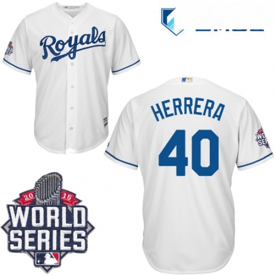 Mens Majestic Kansas City Royals 40 Kelvin Herrera Replica White Home Cool Base 2015 World Series Patch MLB Jersey Mens Majestic Kansas City Royals 40 Kelvin Herrera Replica White Home Cool Base 2015 World Series Patch MLB Jersey