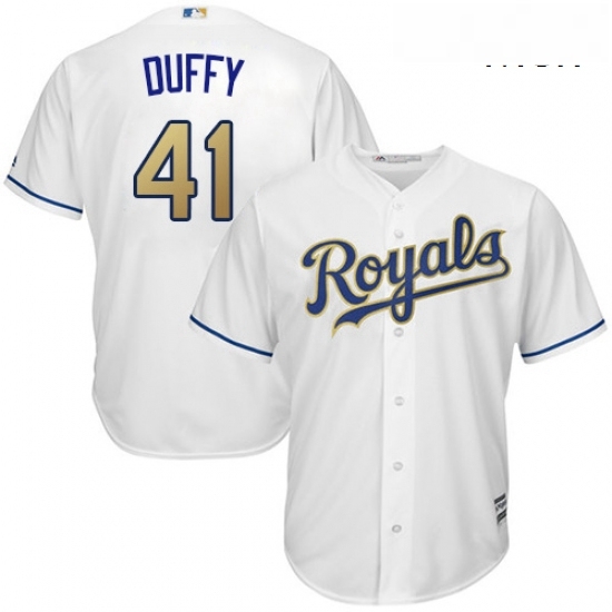 Mens Majestic Kansas City Royals 41 Danny Duffy Replica White Home Cool Base MLB Jersey Mens Majestic Kansas City Royals 41 Danny Duffy Replica White Home Cool Base MLB Jersey