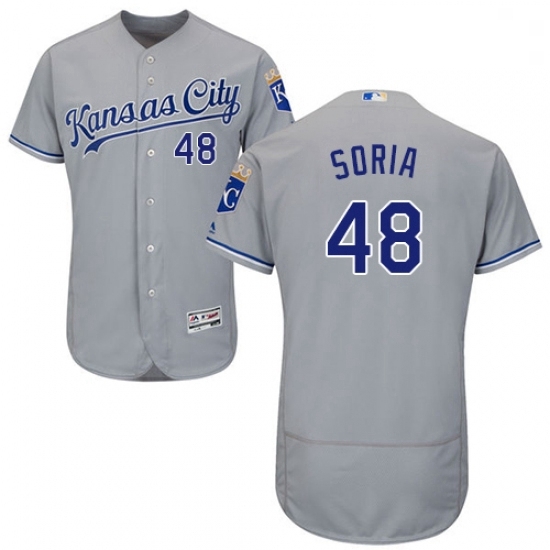 Mens Majestic Kansas City Royals 48 Joakim Soria Grey Road Flex Base Authentic Collection MLB Jersey Mens Majestic Kansas City Royals 48 Joakim Soria Grey Road Flex Base Authentic Collection MLB Jersey