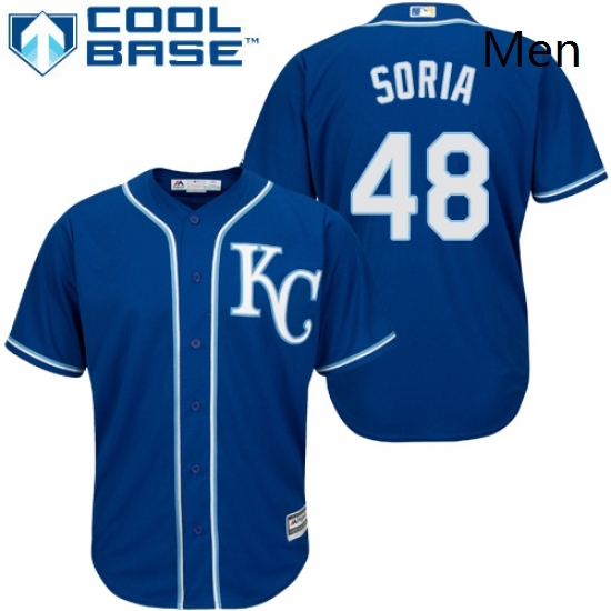 Mens Majestic Kansas City Royals 48 Joakim Soria Replica Blue Alternate 2 Cool Base MLB Jersey Mens Majestic Kansas City Royals 48 Joakim Soria Replica Blue Alternate 2 Cool Base MLB Jersey