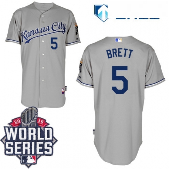 Mens Majestic Kansas City Royals 5 George Brett Replica Grey Road Cool Base 2015 World Series Mens Majestic Kansas City Royals 5 George Brett Replica Grey Road Cool Base 2015 World Series