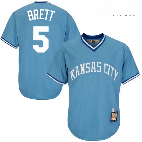 Mens Majestic Kansas City Royals 5 George Brett Replica Light Blue Cooperstown MLB Jersey Mens Majestic Kansas City Royals 5 George Brett Replica Light Blue Cooperstown MLB Jersey