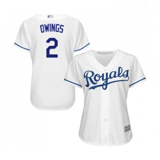 Womens Kansas City Royals 2 Chris Owings Replica White Home Cool Base Baseball Jersey 