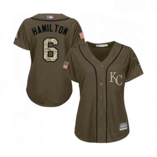 Womens Kansas City Royals 6 Billy Hamilton Authentic Green Salute to Service Baseball Jersey Womens Kansas City Royals 6 Billy Hamilton Authentic Green Salute to Service Baseball Jersey