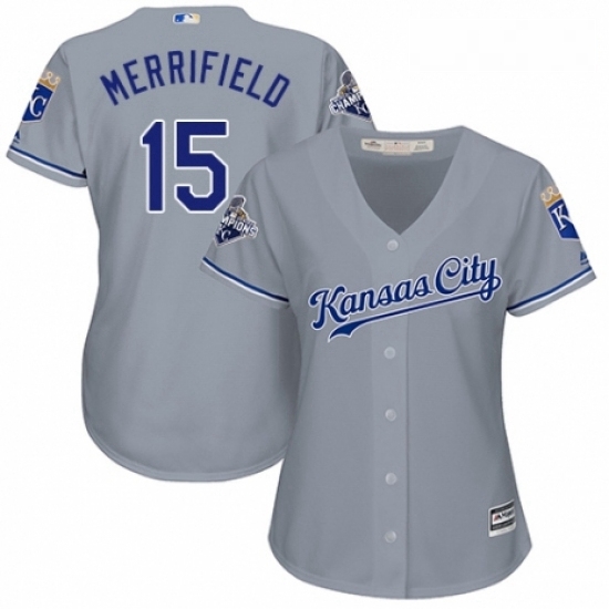 Womens Majestic Kansas City Royals 15 Whit Merrifield Replica Grey Road Cool Base MLB Jersey Womens Majestic Kansas City Royals 15 Whit Merrifield Replica Grey Road Cool Base MLB Jersey