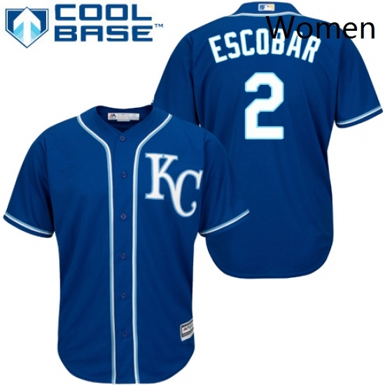Womens Majestic Kansas City Royals 2 Alcides Escobar Replica Blue Alternate 2 Cool Base MLB Jersey Womens Majestic Kansas City Royals 2 Alcides Escobar Replica Blue Alternate 2 Cool Base MLB Jersey