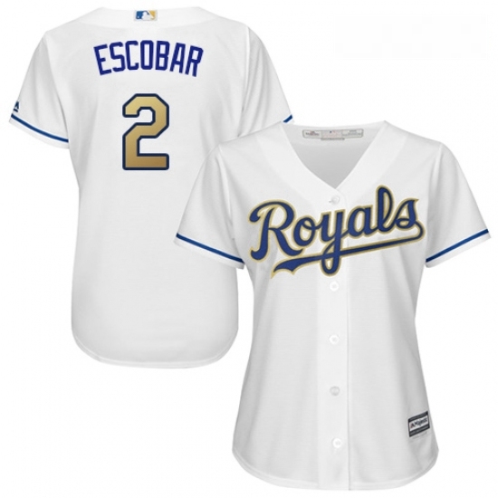 Womens Majestic Kansas City Royals 2 Alcides Escobar Replica White Home Cool Base MLB Jersey Womens Majestic Kansas City Royals 2 Alcides Escobar Replica White Home Cool Base MLB Jersey