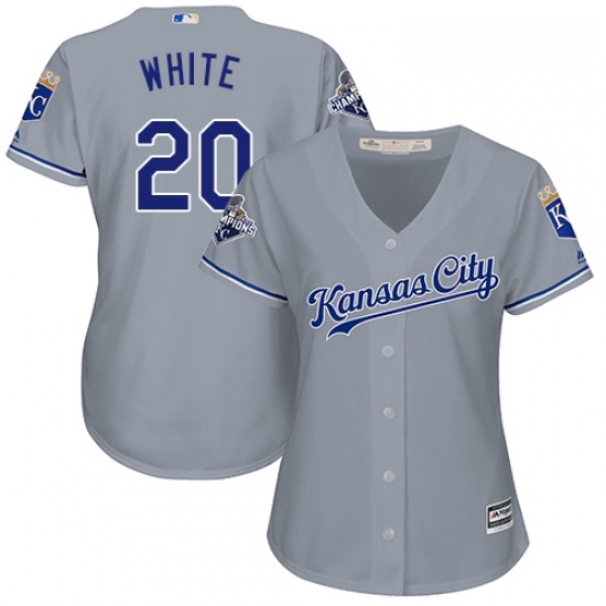 Womens Majestic Kansas City Royals 20 Frank White Replica Grey Road Cool Base MLB Jersey Womens Majestic Kansas City Royals 20 Frank White Replica Grey Road Cool Base MLB Jersey