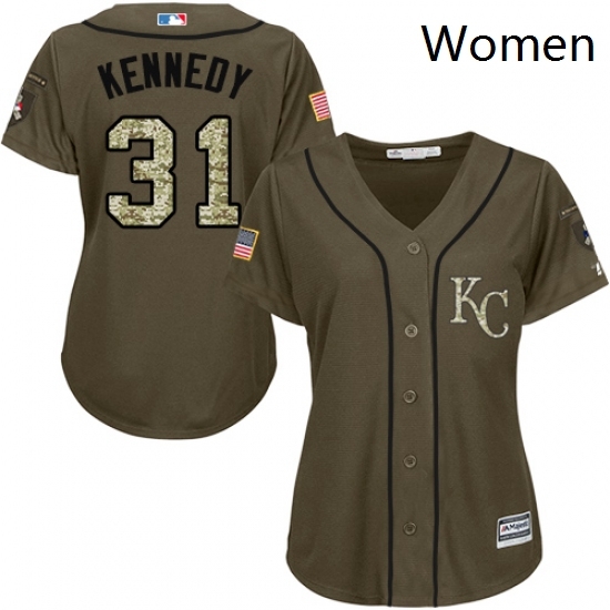 Womens Majestic Kansas City Royals 31 Ian Kennedy Replica Green Salute to Service MLB Jersey Womens Majestic Kansas City Royals 31 Ian Kennedy Replica Green Salute to Service MLB Jersey