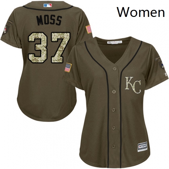 Womens Majestic Kansas City Royals 37 Brandon Moss Replica Green Salute to Service MLB Jersey Womens Majestic Kansas City Royals 37 Brandon Moss Replica Green Salute to Service MLB Jersey