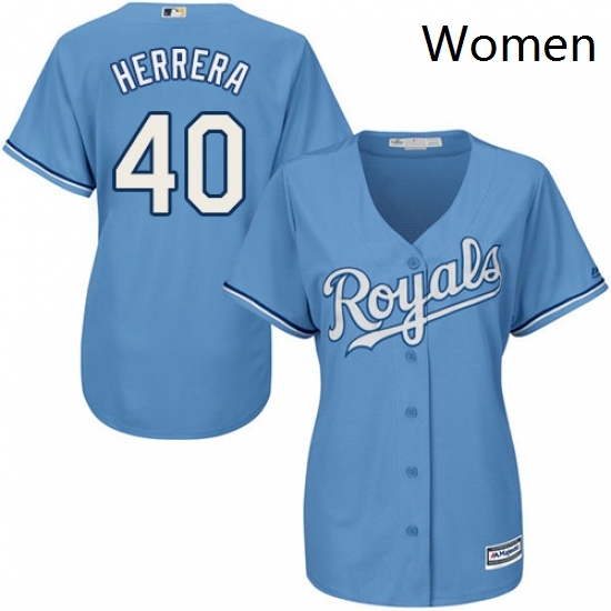 Womens Majestic Kansas City Royals 40 Kelvin Herrera Authentic Light Blue Alternate 1 Cool Base MLB Jersey Womens Majestic Kansas City Royals 40 Kelvin Herrera Authentic Light Blue Alternate 1 Cool Base MLB Jersey