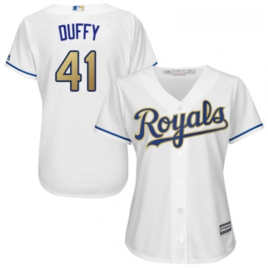 Womens Majestic Kansas City Royals 41 Danny Duffy Authentic White Home Cool Base MLB Jersey Womens Majestic Kansas City Royals 41 Danny Duffy Authentic White Home Cool Base MLB Jersey