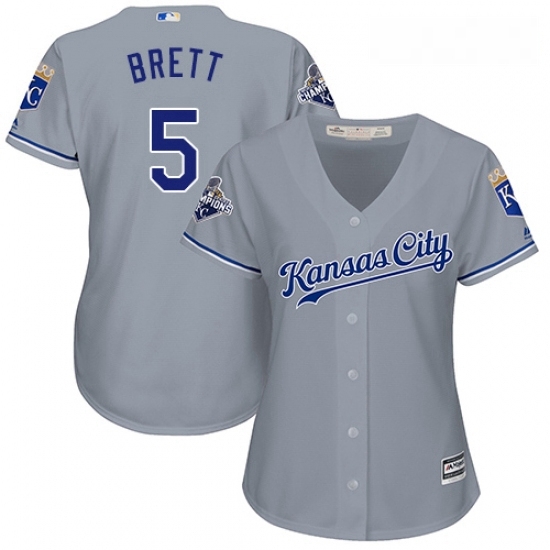 Womens Majestic Kansas City Royals 5 George Brett Authentic Grey Road Cool Base MLB Jersey Womens Majestic Kansas City Royals 5 George Brett Authentic Grey Road Cool Base MLB Jersey