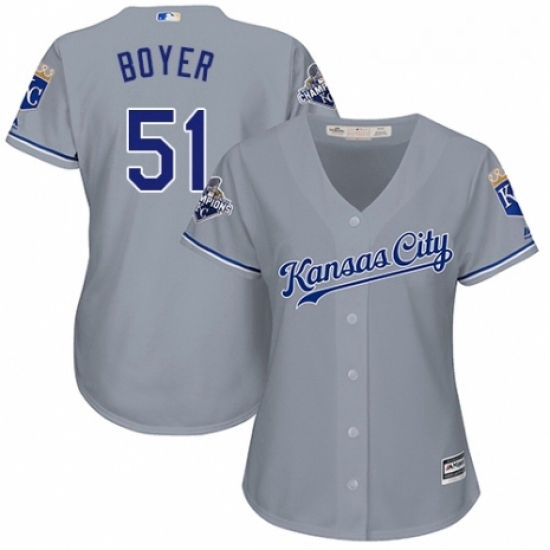 Womens Majestic Kansas City Royals 51 Blaine Boyer Authentic Grey Road Cool Base MLB Jersey Womens Majestic Kansas City Royals 51 Blaine Boyer Authentic Grey Road Cool Base MLB Jersey