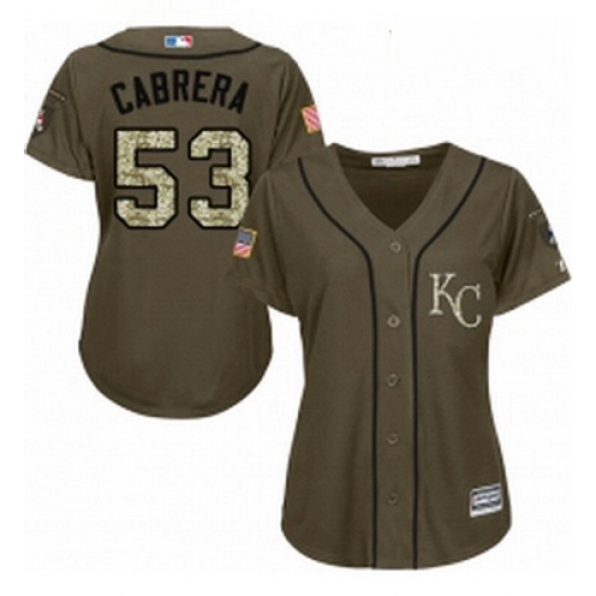Womens Majestic Kansas City Royals 53 Melky Cabrera Replica Green Salute to Service MLB Jersey Womens Majestic Kansas City Royals 53 Melky Cabrera Replica Green Salute to Service MLB Jersey