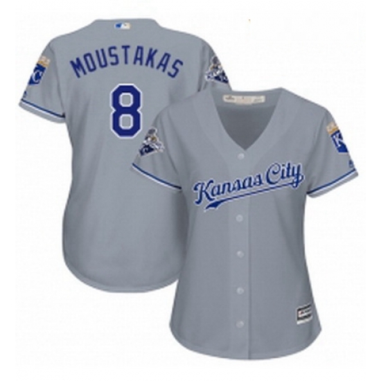 Womens Majestic Kansas City Royals 8 Mike Moustakas Authentic Grey Road Cool Base MLB Jersey Womens Majestic Kansas City Royals 8 Mike Moustakas Authentic Grey Road Cool Base MLB Jersey
